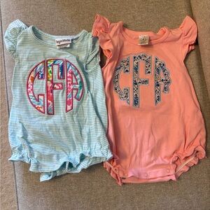 Baby Girl Monogrammed Rompers - cFa